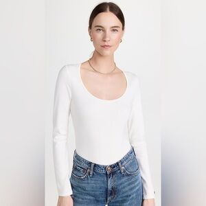 NWT RAG & BONE Lily Scoop Neck Bodysuit Long Sleeve Top White - XXS